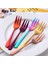 RAINBOW-10PCS Tarzı Meyve Çatalı Paslanmaz Çelik Kek Çatalı Tatlı Için Kırmızı Küçük Çay Çatalı Gökkuşağı Tatlı Çatalı Atıştırmalık Yemek Takımı Çatal (Yurt Dışından) 3