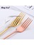 Gümüş-4pcs Tarzı Çelik Kore Gökkuşağı Pasta Çatalı Meyve Çatalı Yemek Salata Çatalı Masaüstü Altın Tatlı Çatal Otel Parti Mutfak Aracı (Yurt Dışından) 5