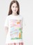 Kız Çocuk Pamuklu Hawai Baskılı Yuvarlak Yaka Yarım Kol Tshirt 5