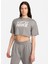 Gri Kadın Yuvarlak Yaka T-Shirt FZ4635-029 W Nsw Crop Tee Gls Beden: Xs 2
