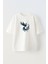 Unisex Beyaz Oversize Pamuk Anka Gölge Baskılı Örme T-Shirt 1