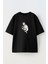 Unisex Siyah Oversize Pamuk Mike Tyson Gölge Baskılı Örme T-Shirt 1