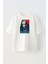 Unisex Beyaz Oversize Pamuk Sparrow Silik Çizim Baskılı Örme T-Shirt 1