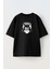 Unisex Siyah Oversize Pamuk Trouble Maker Baskılı Örme T-Shirt 1