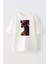 Unisex Beyaz Oversize Pamuk Karmaşık Desen Yosun Çiçek Baskılı Örme T-Shirt 1