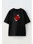 Unisex Siyah Oversize Pamuk Japon Balina Dünya Baskılı Örme T-Shirt 1