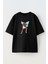 Unisex Siyah Oversize Pamuk Kelebek Muhammed Ali Boks Baskılı Örme T-Shirt 1