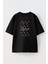 Unisex Siyah Oversize Pamuk Queen Pembe Baskılı Örme T-Shirt 1