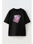 Unisex Siyah Oversize Pamuk Powerpuff Pokemon Baskılı Örme T-Shirt 1