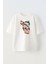 Unisex Beyaz Oversize Pamuk Smaç Atan Basketbolcu Baskılı Örme T-Shirt 1