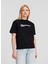 Yuvarlak Yaka Baskılı Siyah Kadın T-Shirt 241J1714 3