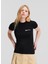Yuvarlak Yaka Düz Siyah Kadın T-Shirt 241J1700 2