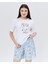 Penye Kısa Kollu Kedicik Desenli Şortlu Saf Pamuk Pijama Takımı 1