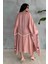 HRK-19102 Gül Kurusu Effect Saten Kumaş Halat Kuşaklı Uzun Kimono 4