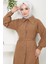 Boncuklu Sofia Elbise Kahverengi Hm2476 3