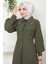 Boncuklu Sofia Elbise Haki Hm2476 4