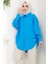 Yandan Bağlamalı Oversize Gömlek Mavi HM2471 2