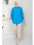 Yandan Bağlamalı Oversize Gömlek Mavi HM2471 3