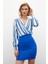 Çizgili Bodysuit Bluz - Indigo 2