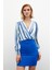 Çizgili Bodysuit Bluz - Indigo 4