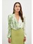 Çiçek Desenli Bodysuit Bluz - Çağla Yeşili 4