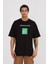Kabartma Baskılı Siyah Basic Oversize T-Shirt 4