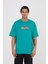 Halı Motifli Deniz Mavisi Özel Nakışlı Oversize T-Shirt 2