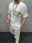 Beyaz Fitilli Dokuma Kumaş Oversize T-Shirt 2