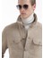 Bej Regular Fit Gömlek Yaka Casual Kürk Deri Mont 4