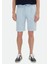 Açık Mavi Düz Dokuma Carrot Fit Casual %100 Pamuk Bermuda 2