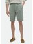 Açık Yeşil Düz Dokuma Carrot Fit Casual %100 Pamuk Bermuda 3