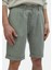 Açık Yeşil Düz Dokuma Carrot Fit Casual %100 Pamuk Bermuda 4