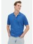 Mavi Jakarlı Polo Yaka %100 Pamuk T-Shirt 3