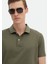 Haki Düz Polo Yaka %100 Pamuk T-Shirt 4
