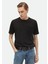 Siyah Düz Bisiklet Yaka %100 Pamuk T-Shirt 1
