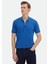 Mavi Düz Polo Yaka %100 Pamuk T-Shirt 1
