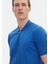 Mavi Düz Polo Yaka %100 Pamuk T-Shirt 5