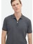 Koyu Gri Düz Polo Yaka %100 Pamuk T-Shirt 3