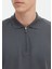 Koyu Gri Düz Polo Yaka %100 Pamuk T-Shirt 5