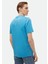 Turkuaz Düz Bisiklet Yaka %100 Pamuk T-Shirt 5