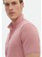 Pembe Jakarlı Polo Yaka %100 Pamuk T-Shirt 4