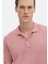 Pembe Jakarlı Polo Yaka %100 Pamuk T-Shirt 5