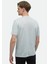 Açık Gri Düz Bisiklet Yaka %100 Keten T-Shirt 5