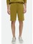 Yağ Yeşili Düz Örme Jogging Fit Spor Pamuk Karışımlı Bermuda 2