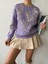 Lila Nakışlı Kısa Sweatshirt 26071 2