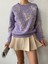 Lila Nakışlı Kısa Sweatshirt 26071 4