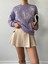 Lila Nakışlı Kısa Sweatshirt 26071 5