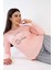 Kadın Somon Gri Uzun Kollu Yuvarlak Yaka Oval Etek Pamuklu Pijama Takımı Tam Kalıp 4