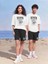 Sevgili Çift Kombini Tişört-Şort Forevercool Baskılı Oversize Beyaz 1