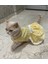 Sarı Beyaz Kareli Fiyonklu Kedi Köpek Kıyafeti Elbisesi 3
